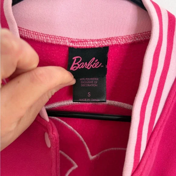 Barbie Women's Jacket Size L varsity jacket pink cotton vintage style - Picture 5 of 6